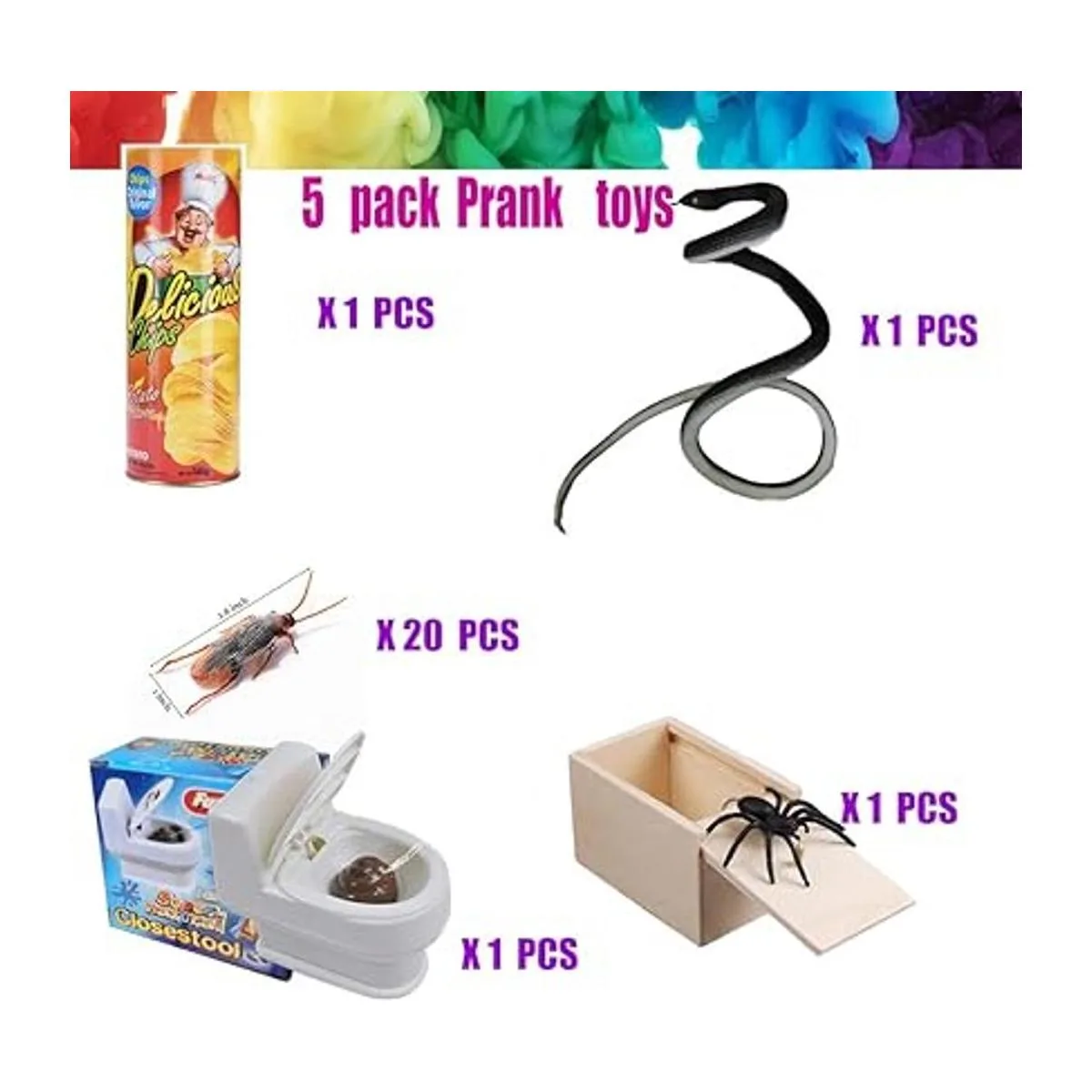 LCKLA Kit de bromas de goma realistas cucarachas falsas_3