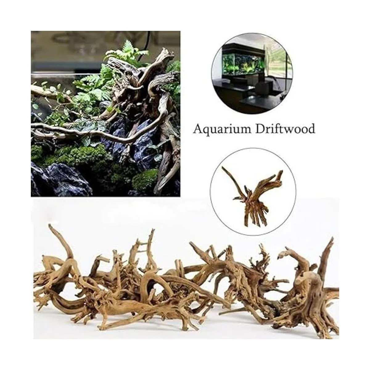 Tfwadmx Acuario Madera Natural Reptil Rama de Peces Tanque_6