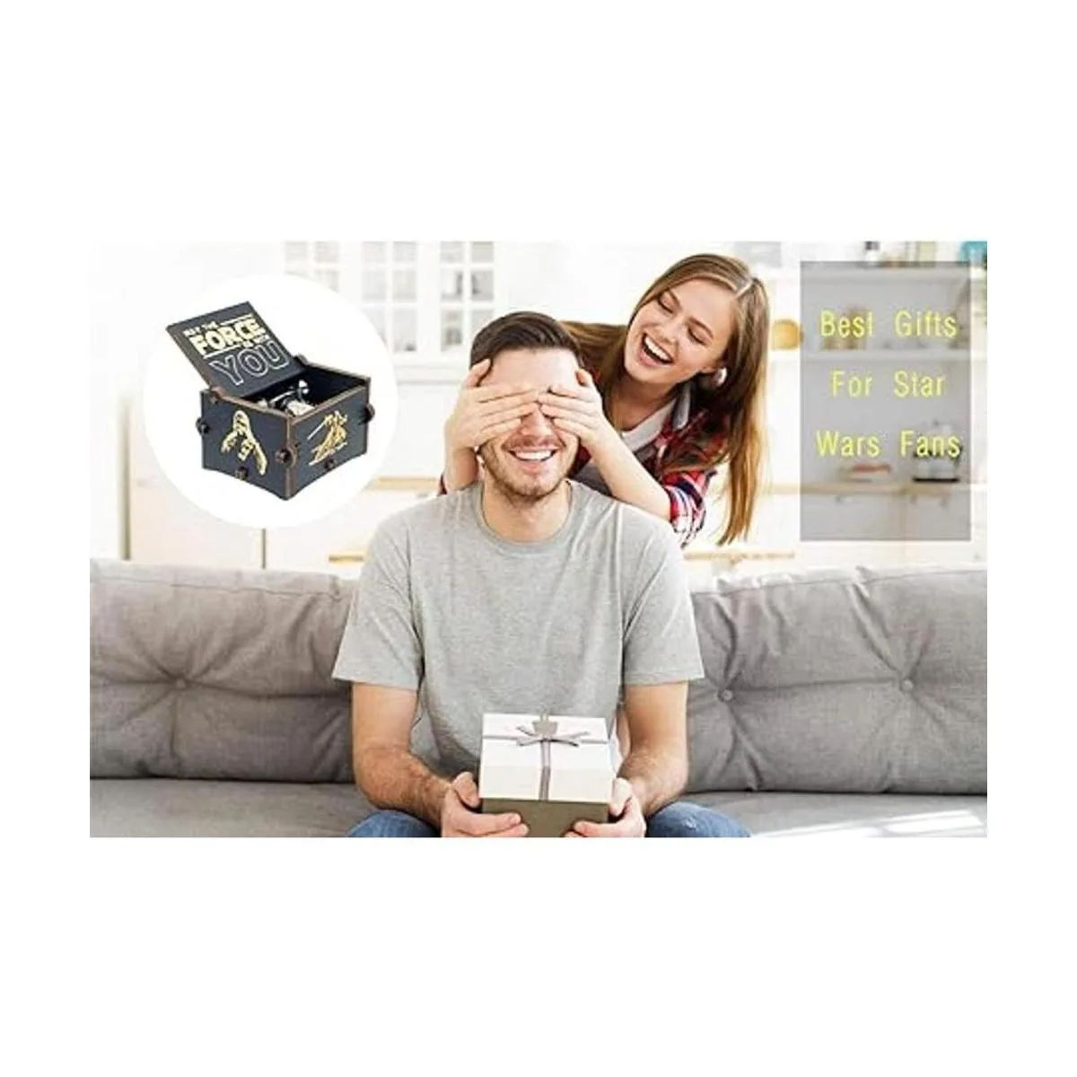 Star Wars Caja de música manivela de madera de mano_3