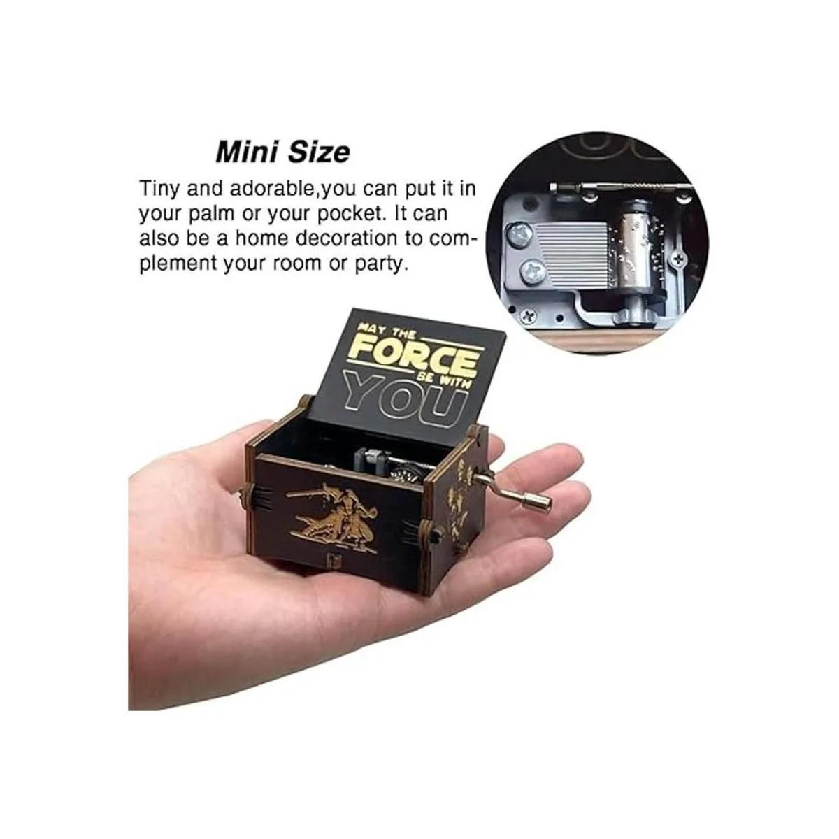 Star Wars Caja de música manivela de madera de mano_4