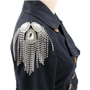 Qlavoca Parches de costura de hombro con flecos de_2