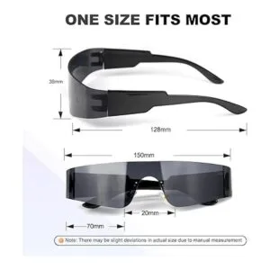 Gafas de sol futuristas envolventes de moda Y2K plateadas_5