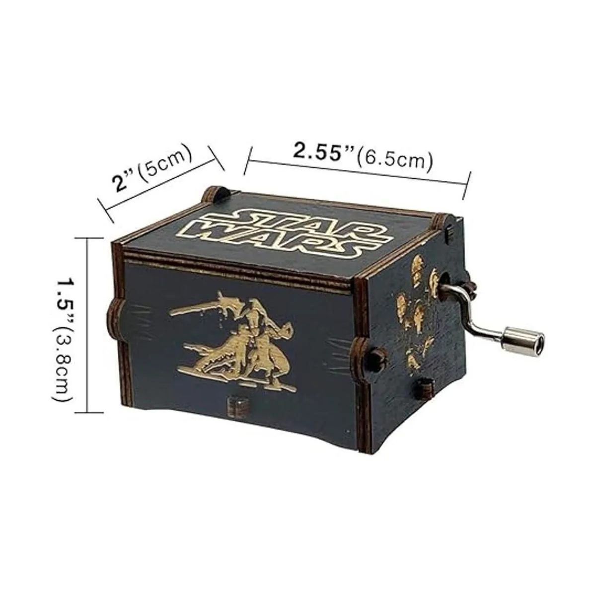 Star Wars Caja de música manivela de madera de mano_2
