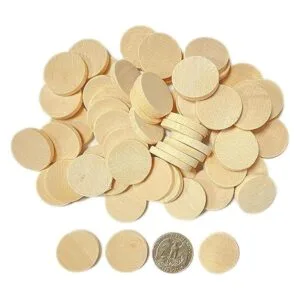 Monedas de madera de 1 pulgada de 200 piezas redondas de_2