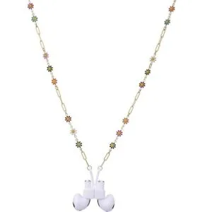 Collar antipérdida de flores coloridas con cadena de cobre_1