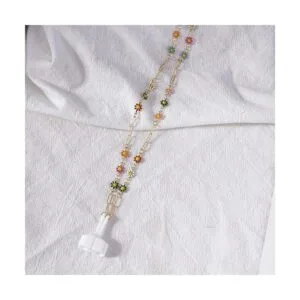 Collar antipérdida de flores coloridas con cadena de cobre_2