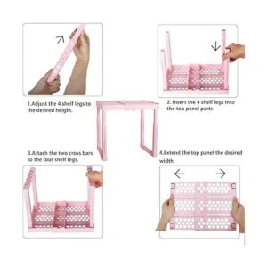 Estante ajustable para casillero de altura y ancho rosa_2