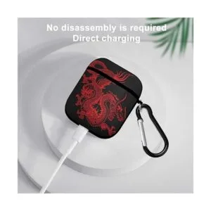 Funda para Airpods de dragón chino rojo para Apple AirPods_5