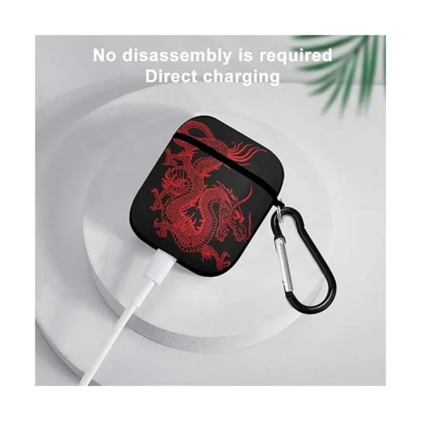 Funda para Airpods de dragón chino rojo para Apple AirPods_5