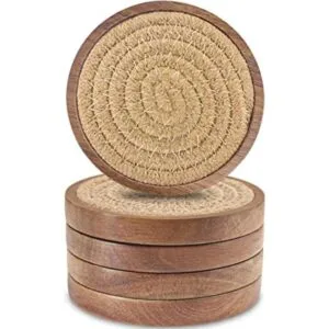 Wood Coasters for Drinks Eykao Absorbent Coaster Sets of_1