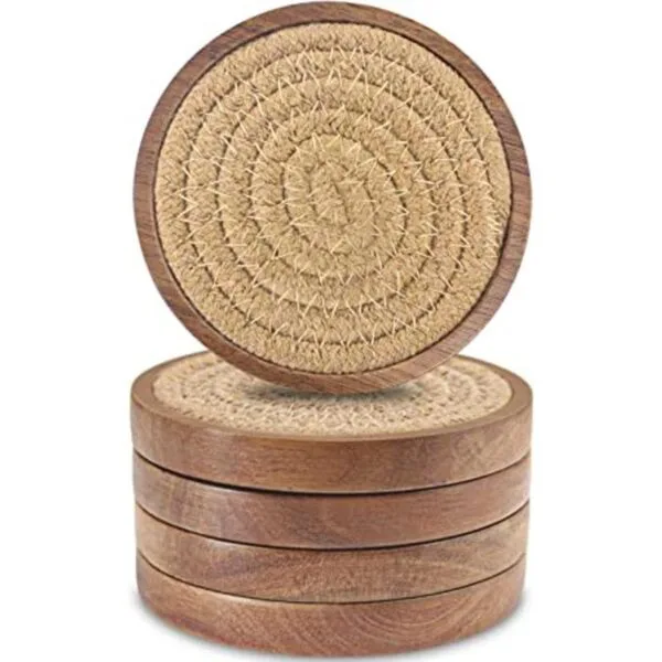 Wood Coasters for Drinks Eykao Absorbent Coaster Sets of_1