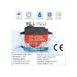 Miuzei Servo motor de 44.1 lbs alto par RC servo engranaje_4
