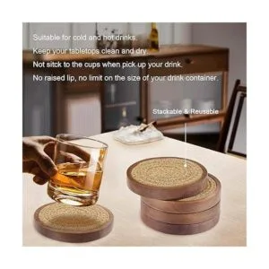 Wood Coasters for Drinks Eykao Absorbent Coaster Sets of_4