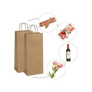 Poever Bolsas de vino de papel kraft con asas 5.25 x 3.25_3