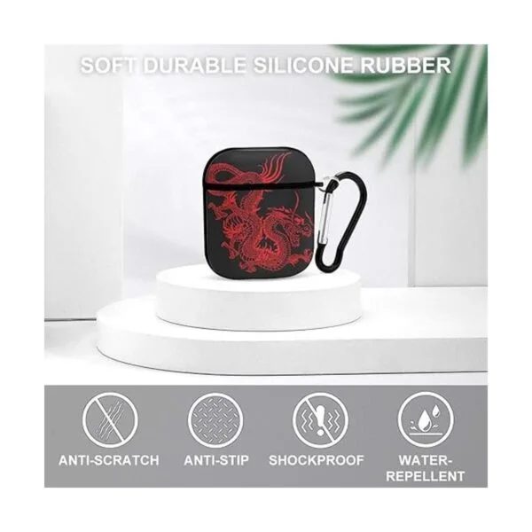 Funda para Airpods de dragón chino rojo para Apple AirPods_3