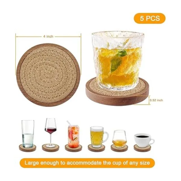 Wood Coasters for Drinks Eykao Absorbent Coaster Sets of_6