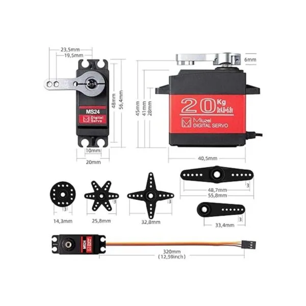 Miuzei Servo motor de 44.1 lbs alto par RC servo engranaje_3
