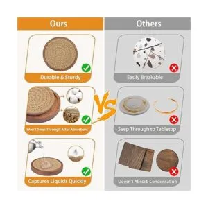 Wood Coasters for Drinks Eykao Absorbent Coaster Sets of_3