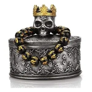 Aestivate Caja de joyería con diseño de calavera negra con_5