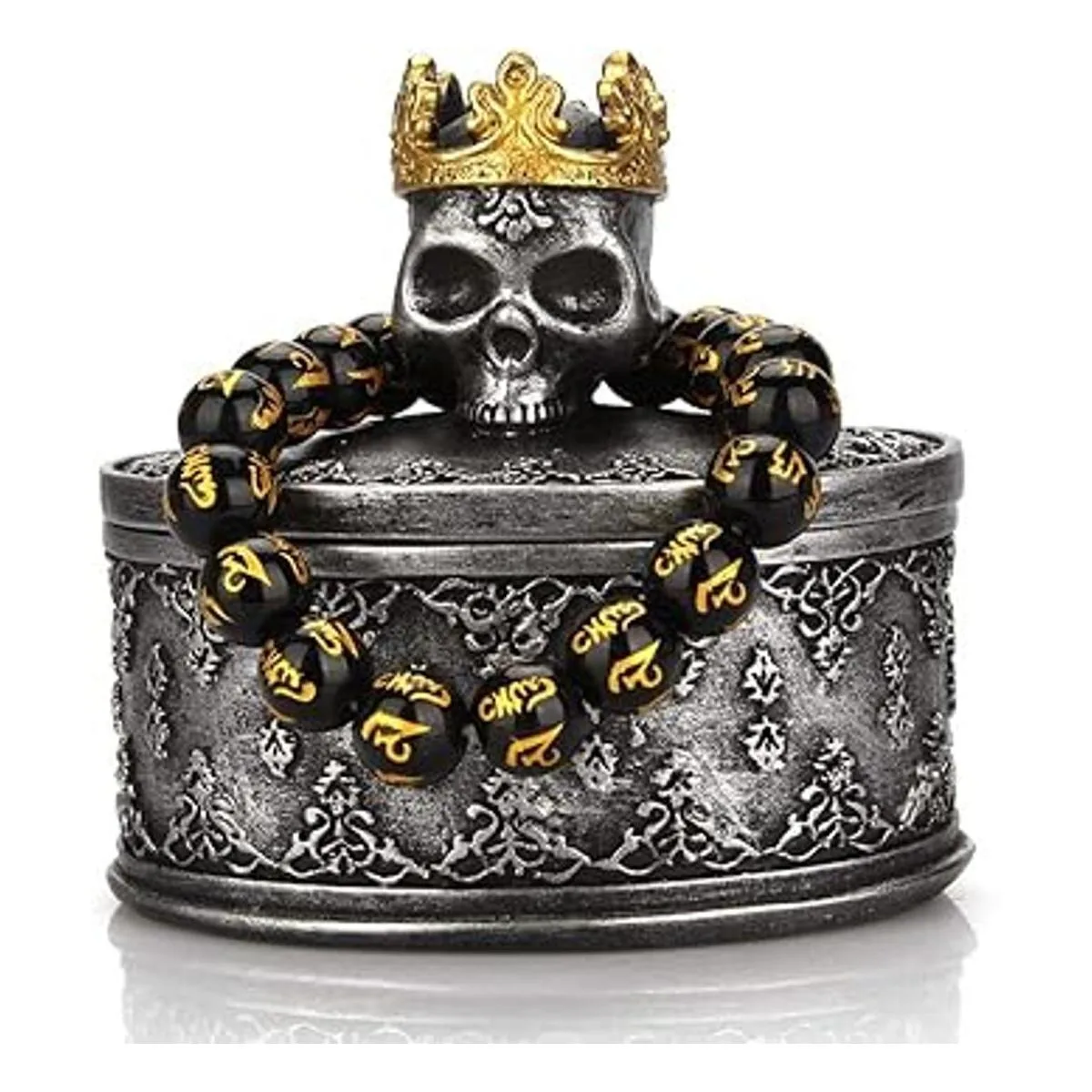 Aestivate Caja de joyería con diseño de calavera negra con_5