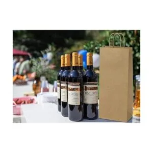 Poever Bolsas de vino de papel kraft con asas 5.25 x 3.25_6