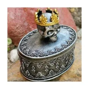 Aestivate Caja de joyería con diseño de calavera negra con_2