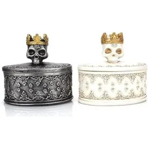 Aestivate Caja de joyería con diseño de calavera negra con_3