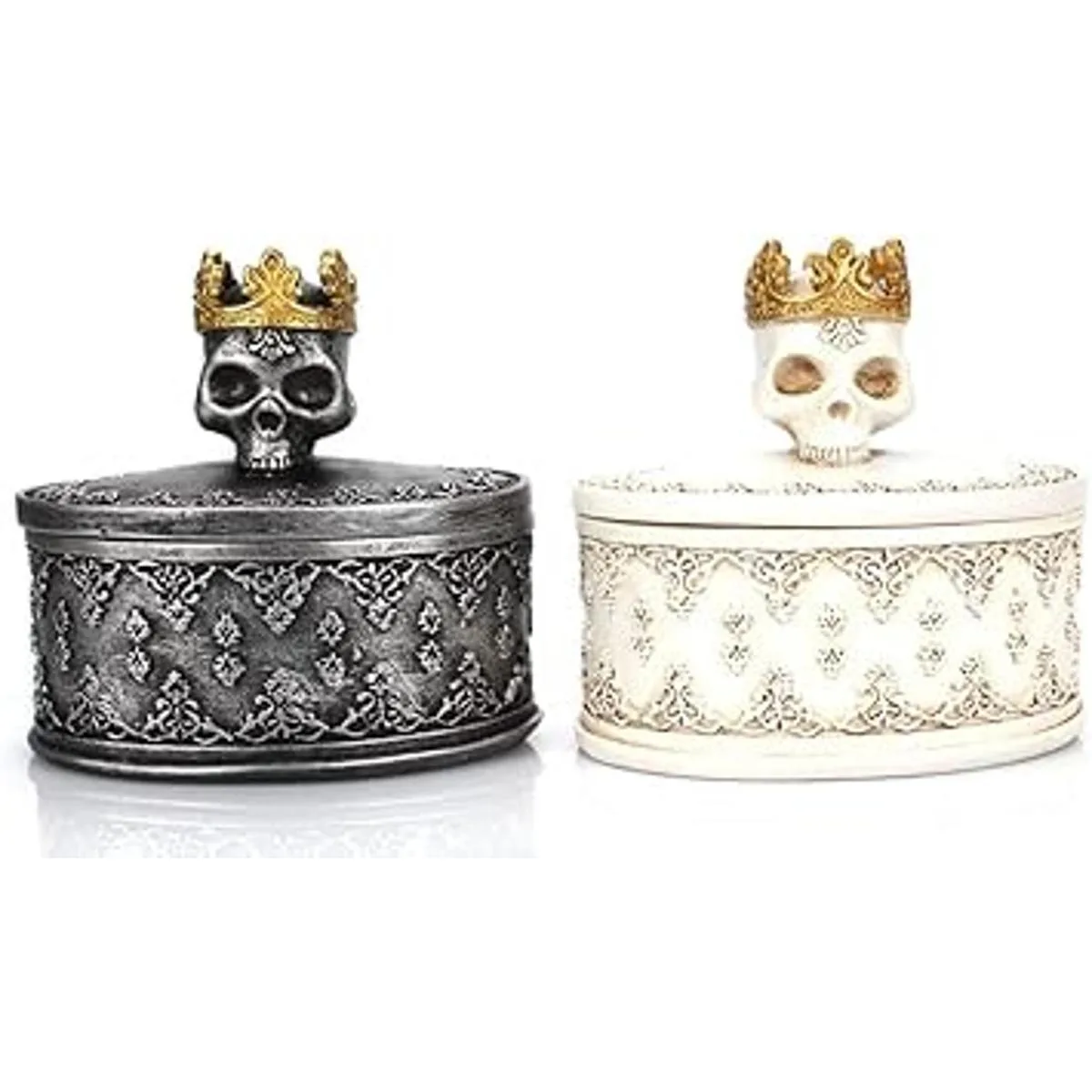 Aestivate Caja de joyería con diseño de calavera negra con_3