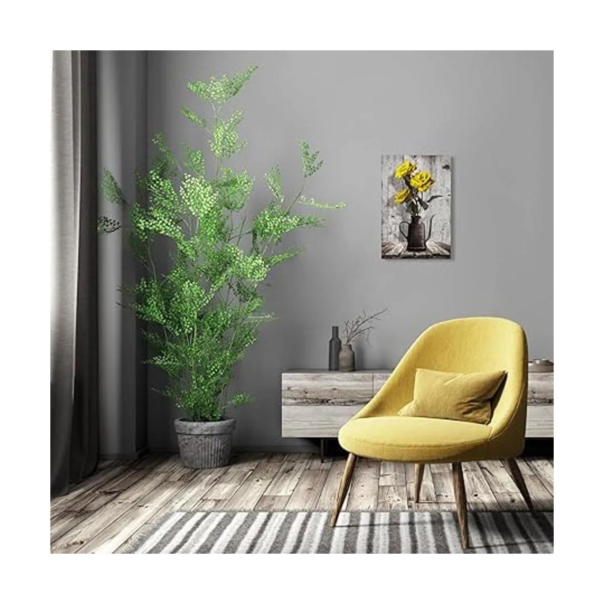 Arte de pared en lienzo de rosas rústicas flores_4