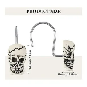 12 ganchos para cortina de ducha con calavera anillos_2
