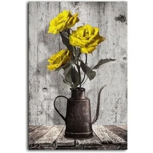 Arte de pared en lienzo de rosas rústicas flores_2