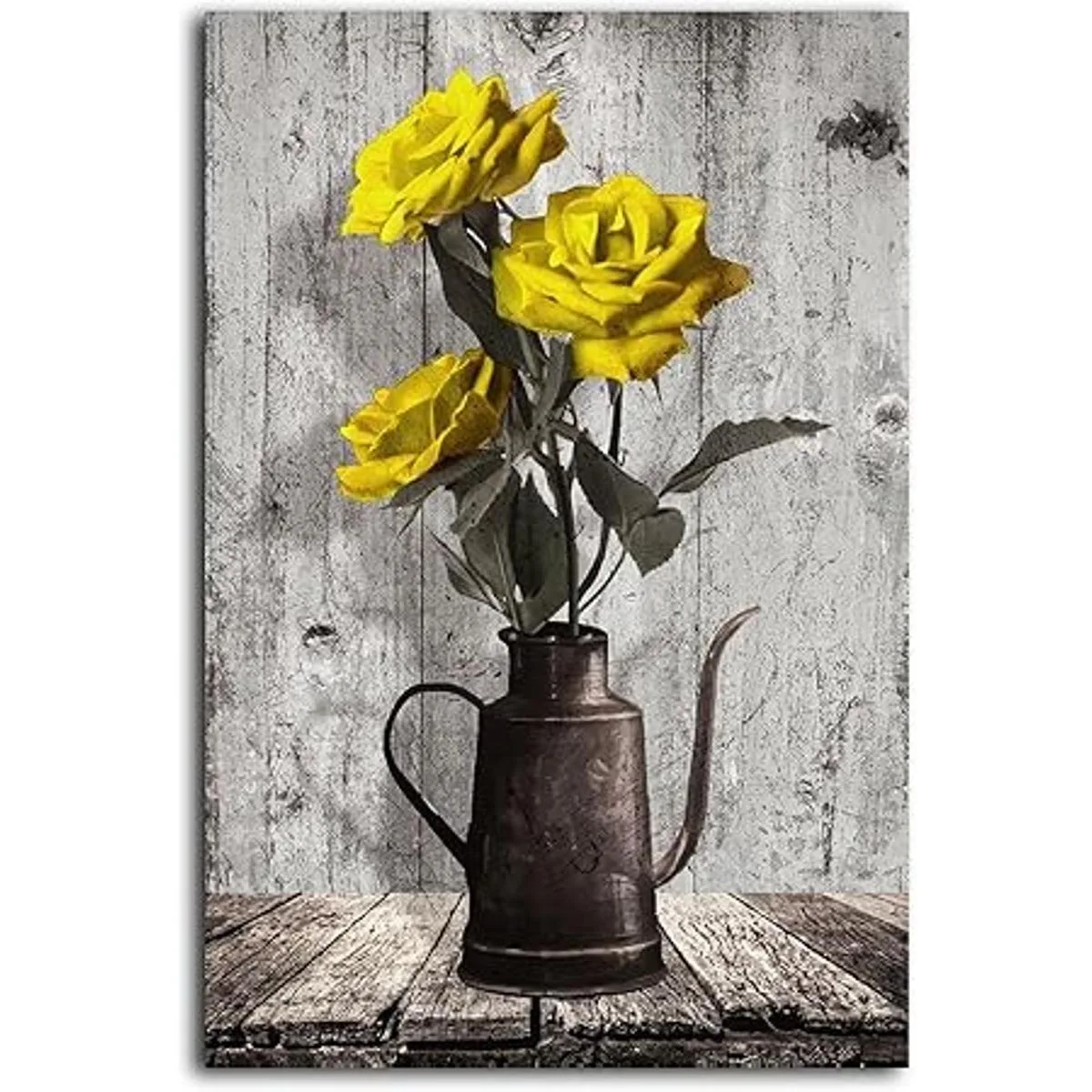 Arte de pared en lienzo de rosas rústicas flores_2