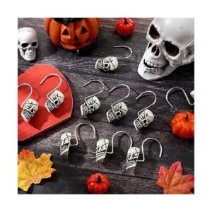12 ganchos para cortina de ducha con calavera anillos_4
