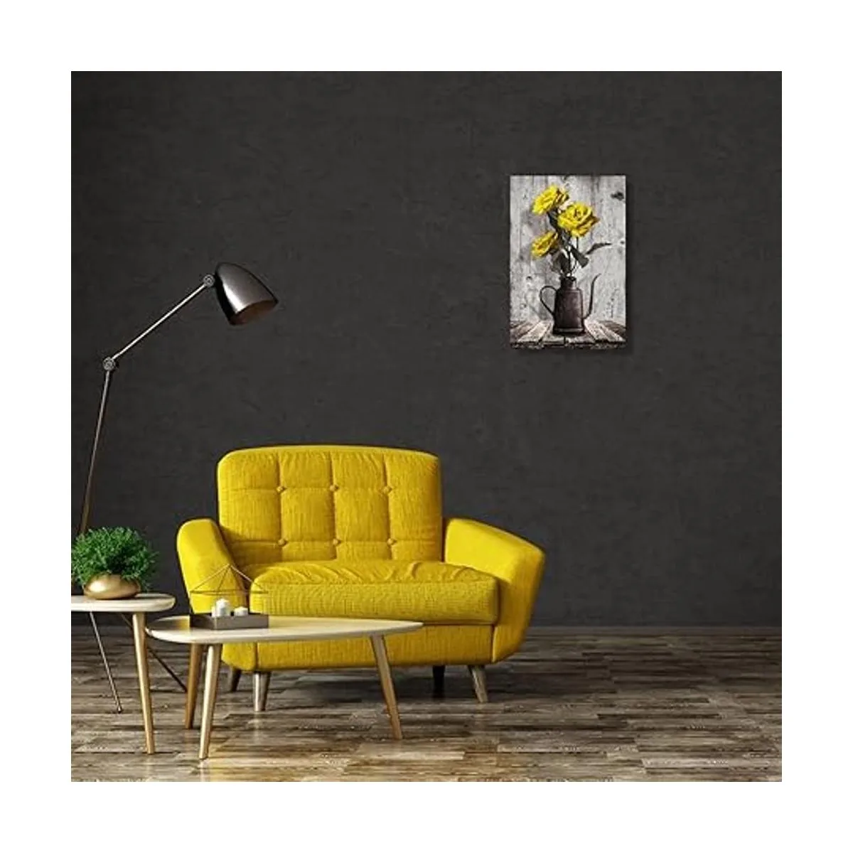 Arte de pared en lienzo de rosas rústicas flores_5