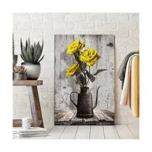 Arte de pared en lienzo de rosas rústicas flores_3