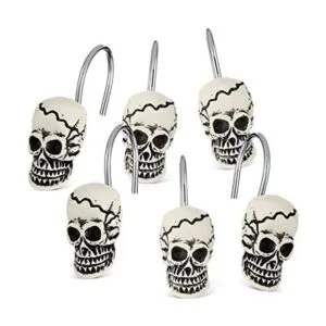 12 ganchos para cortina de ducha con calavera anillos_1