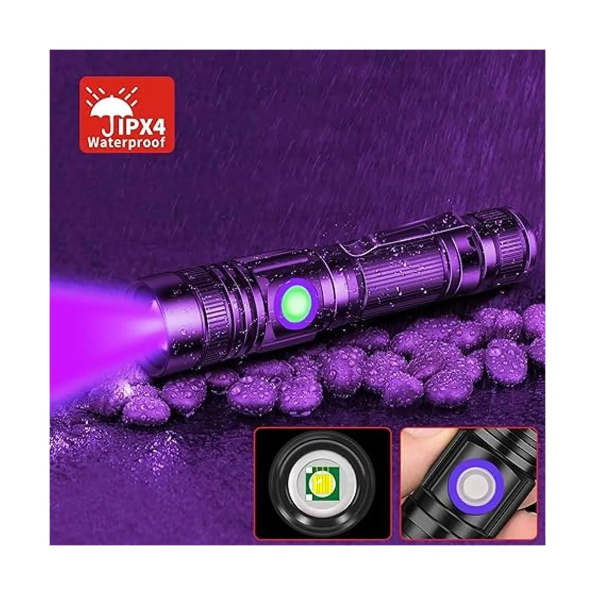 DARKBEAM Linterna UV de 395 nm recargable por USB lámpara_4