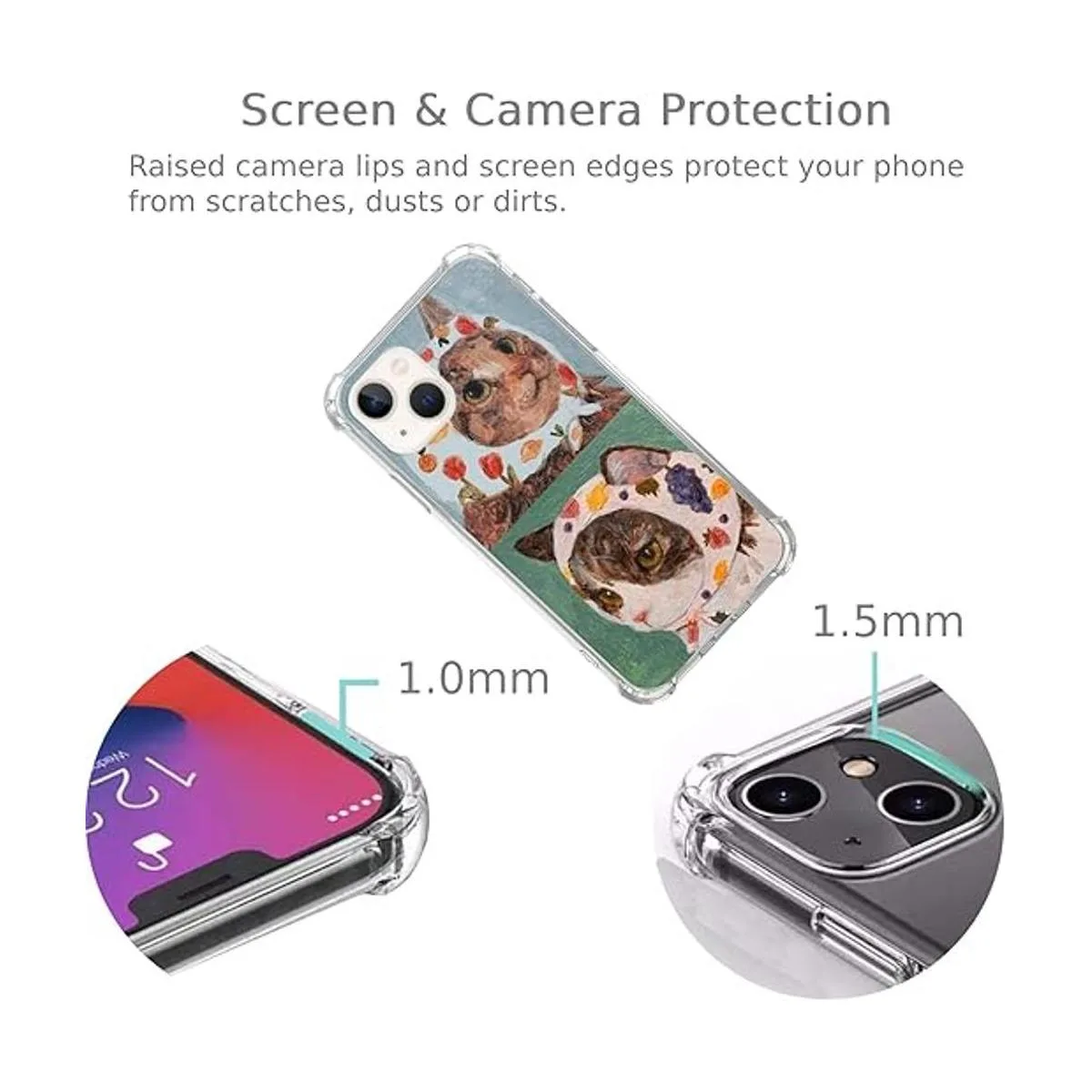 Pvflefkr Cool Cat Funda para iPhone 13 bonita funda de_4