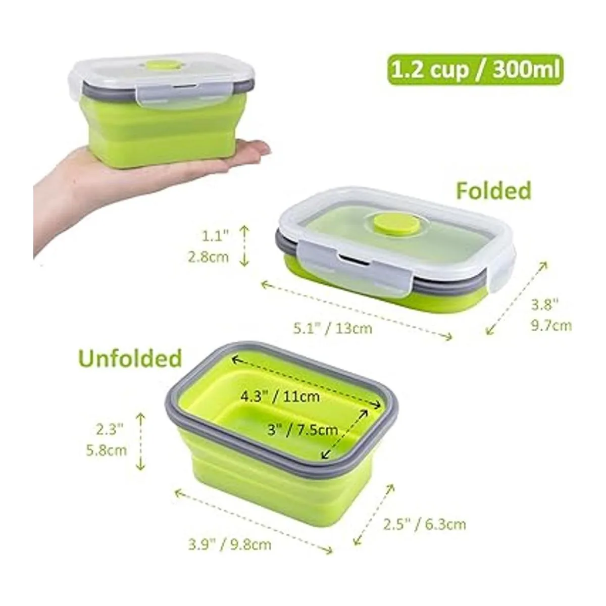 Recipientes plegables de almacenamiento de alimentos con_5