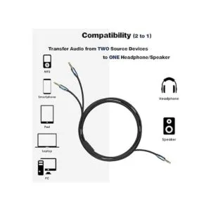 MillSO Divisor de audio de 0.138 in macho a 2 machos de_6