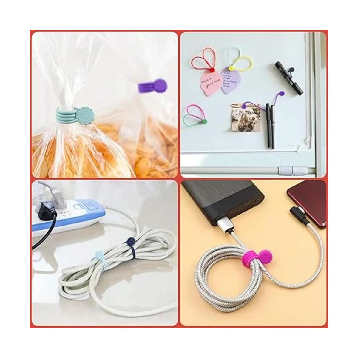 RichRay Paquete de 20 bridas de silicona reutilizables de_5