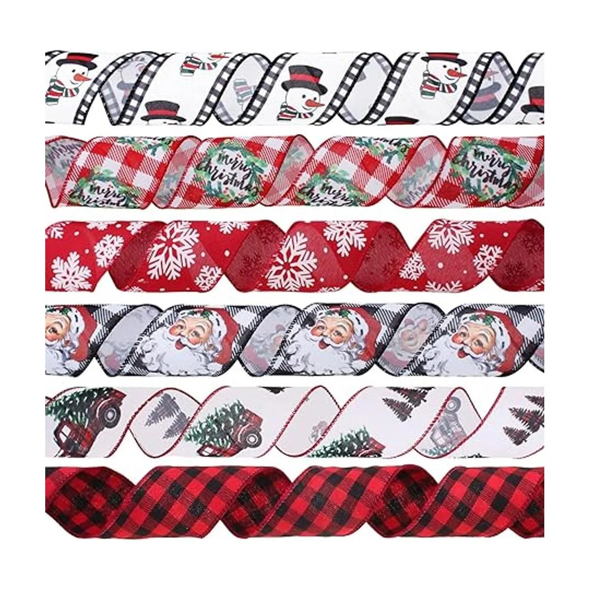 Cinta de Navidad con alambre de 2.5 pulgadas 6 rollos de_2