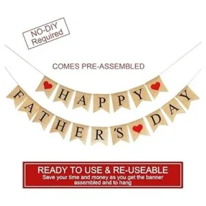 Bandera de arpillera feliz día del padre Decoración_3