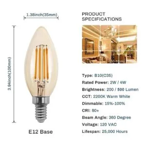 Bombillas LED de candelabro de 2 W regulables_2