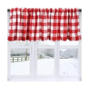 Tatuo Cortinas a cuadros de búfalo de Navidad cenefas de_3