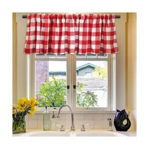 Tatuo Cortinas a cuadros de búfalo de Navidad cenefas de_7