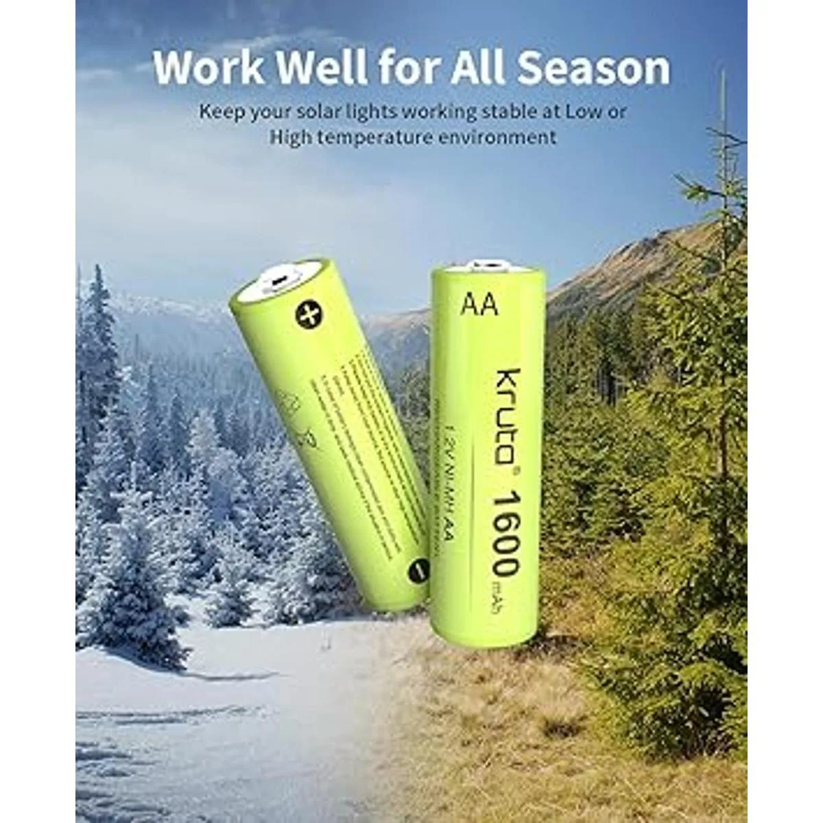 Kruta AA Baterías solares recargables de 1600 mAh de alta_6