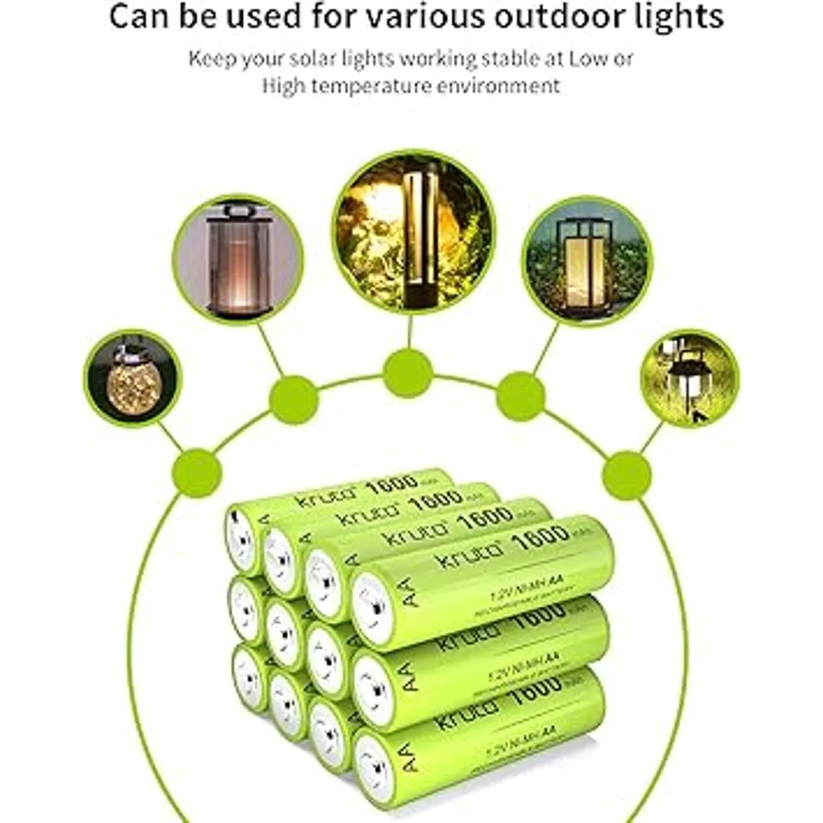 Kruta AA Baterías solares recargables de 1600 mAh de alta_3