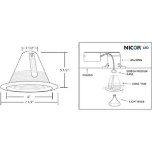 nicor iluminación 17550 un cono Deflector recortar para_7