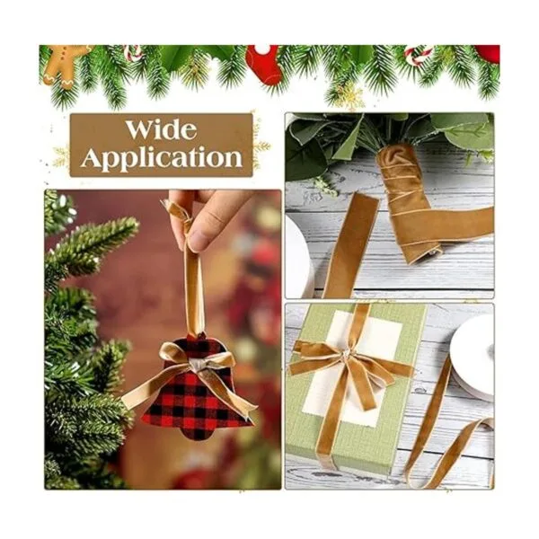 3 rollos de cinta de terciopelo vintage de Navidad cinta_6